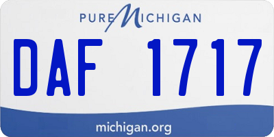 MI license plate DAF1717