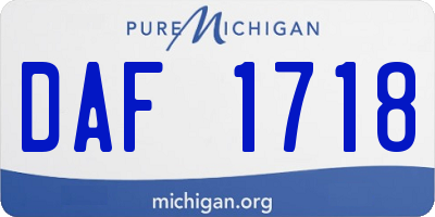 MI license plate DAF1718