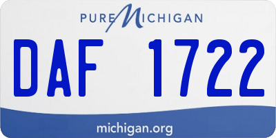MI license plate DAF1722