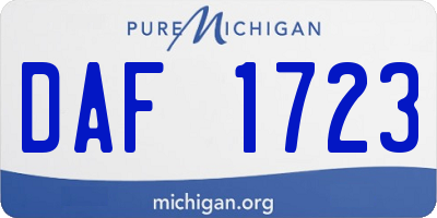 MI license plate DAF1723
