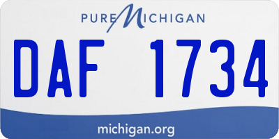 MI license plate DAF1734