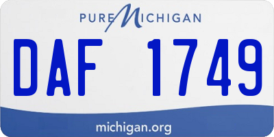 MI license plate DAF1749