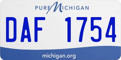 MI license plate DAF1754