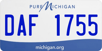 MI license plate DAF1755