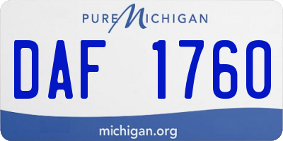 MI license plate DAF1760