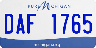 MI license plate DAF1765