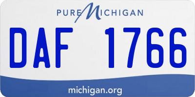 MI license plate DAF1766