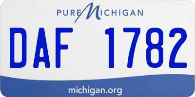 MI license plate DAF1782
