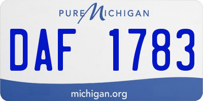 MI license plate DAF1783