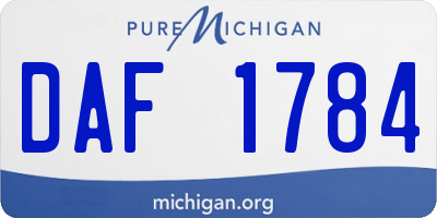 MI license plate DAF1784