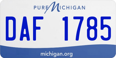 MI license plate DAF1785
