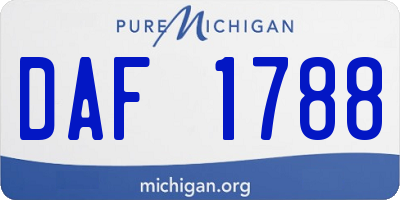 MI license plate DAF1788