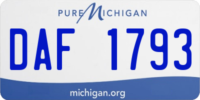 MI license plate DAF1793