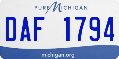 MI license plate DAF1794