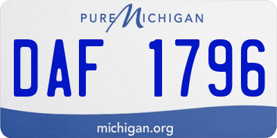 MI license plate DAF1796