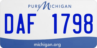 MI license plate DAF1798