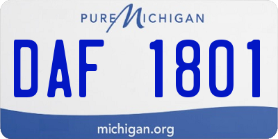 MI license plate DAF1801