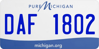 MI license plate DAF1802