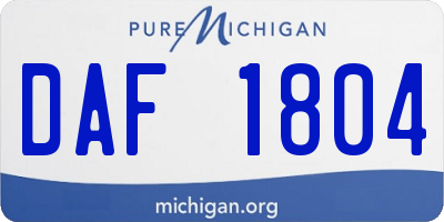 MI license plate DAF1804