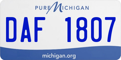 MI license plate DAF1807