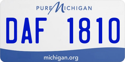MI license plate DAF1810