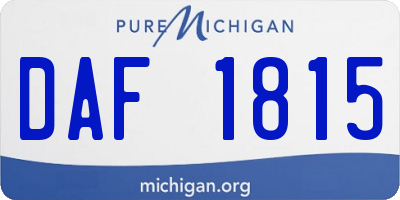 MI license plate DAF1815