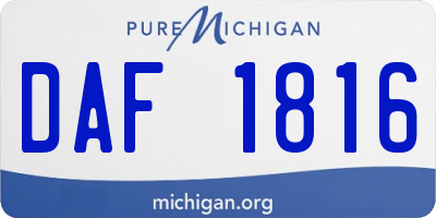 MI license plate DAF1816