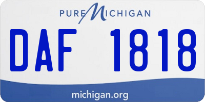 MI license plate DAF1818