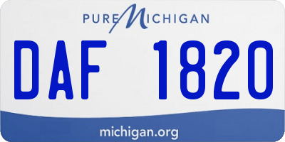MI license plate DAF1820