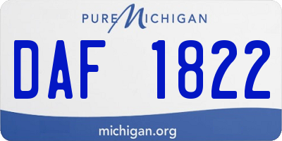 MI license plate DAF1822