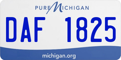 MI license plate DAF1825