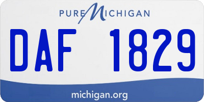 MI license plate DAF1829