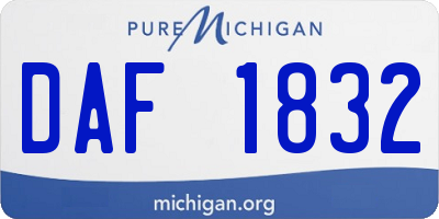 MI license plate DAF1832
