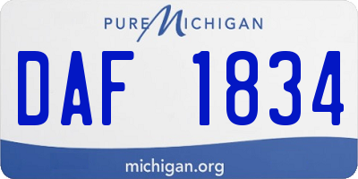 MI license plate DAF1834