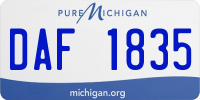 MI license plate DAF1835