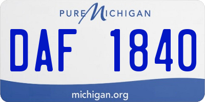MI license plate DAF1840