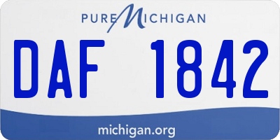 MI license plate DAF1842