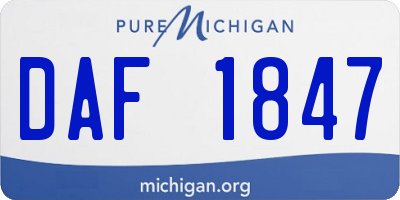 MI license plate DAF1847