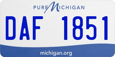 MI license plate DAF1851