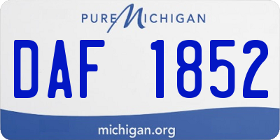 MI license plate DAF1852
