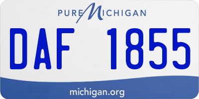 MI license plate DAF1855
