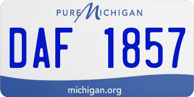 MI license plate DAF1857