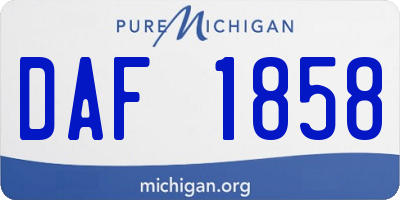 MI license plate DAF1858