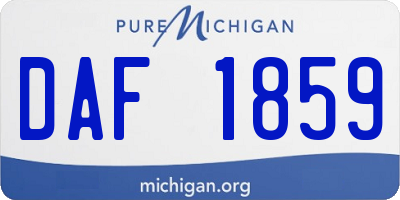 MI license plate DAF1859