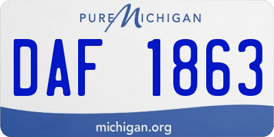MI license plate DAF1863