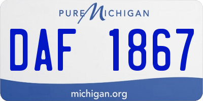 MI license plate DAF1867