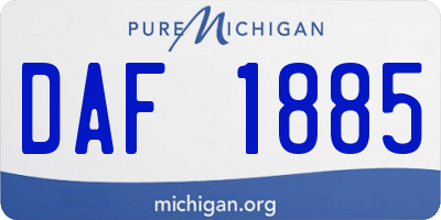 MI license plate DAF1885