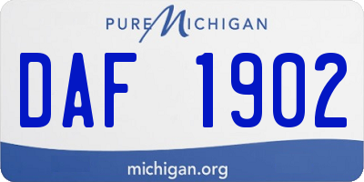 MI license plate DAF1902
