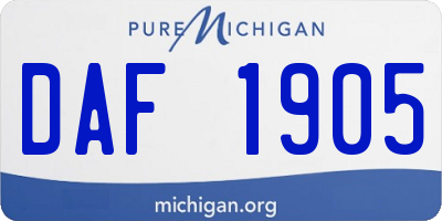 MI license plate DAF1905