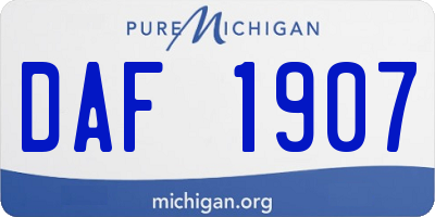 MI license plate DAF1907